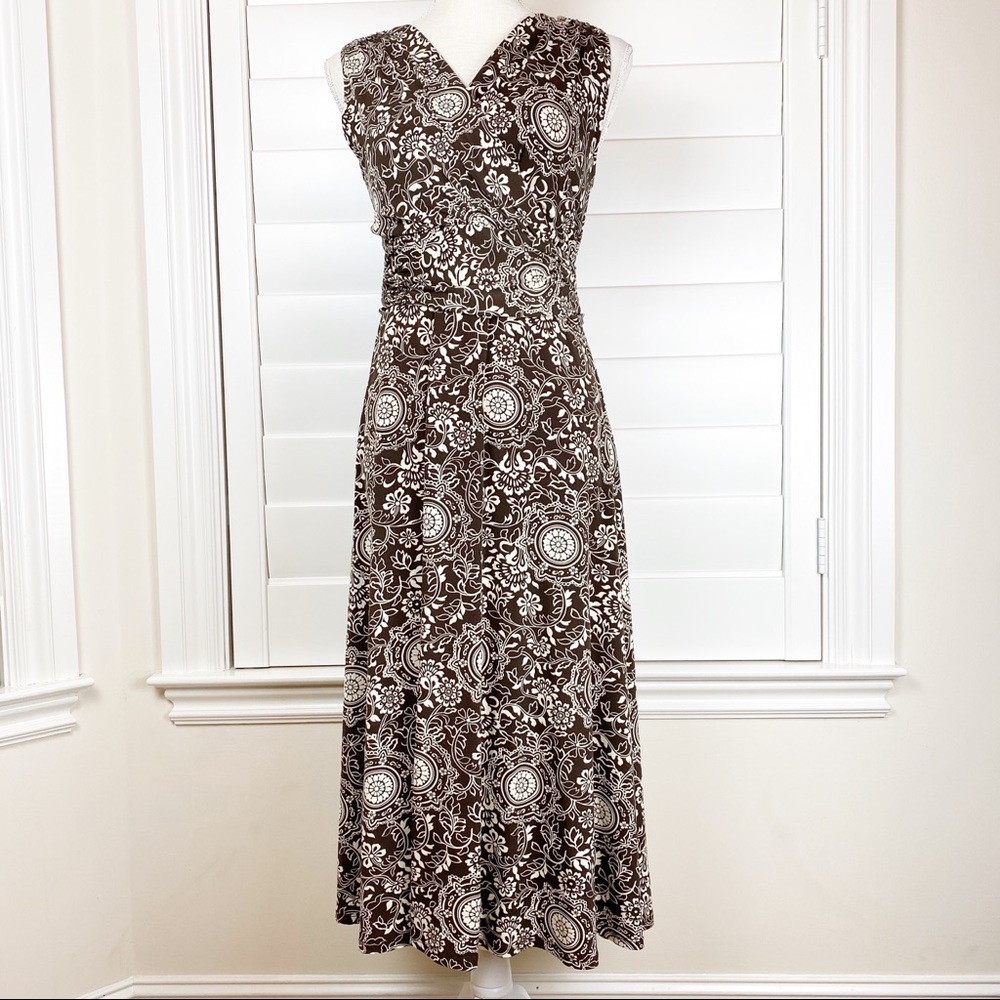 Style & Co Empire Waist Brown/White Career dress